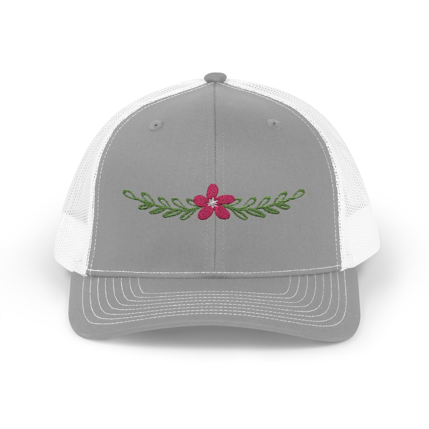 Embroidered Floral Trucker Cap