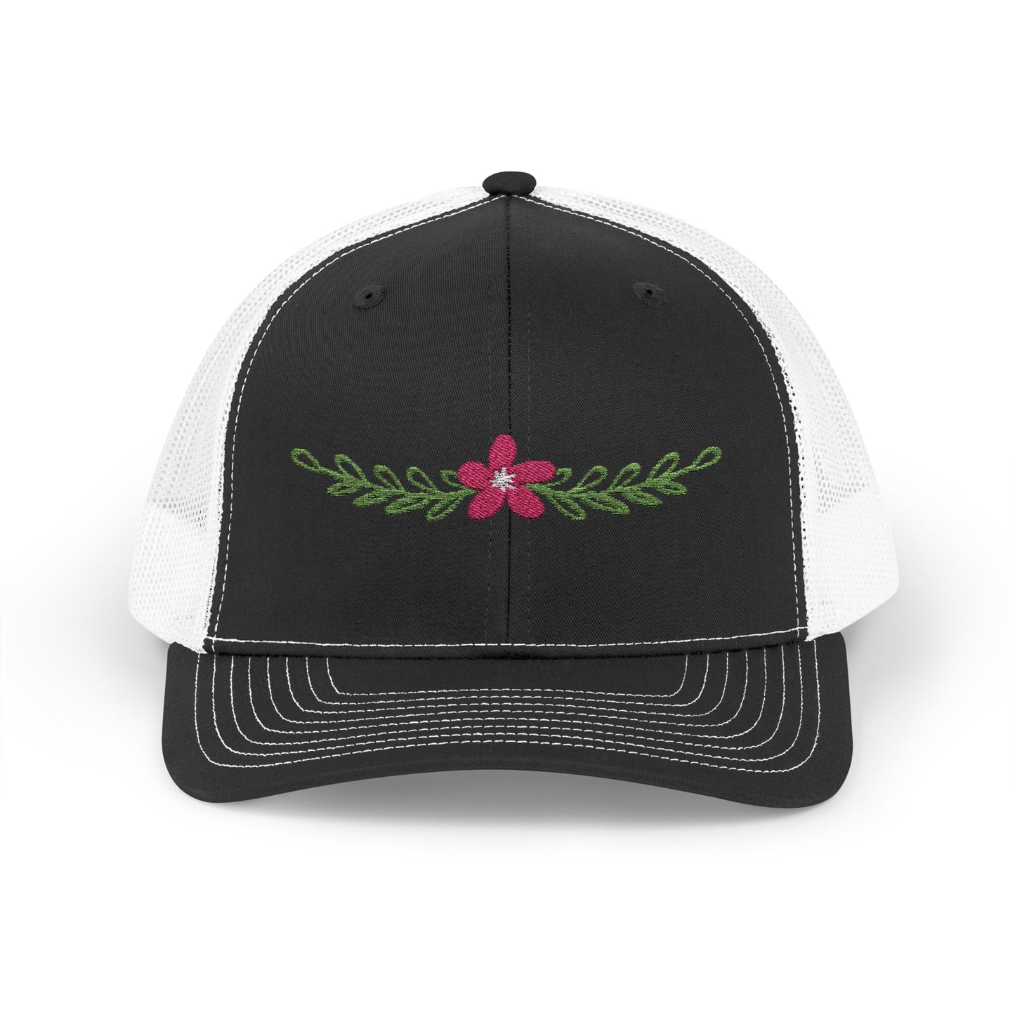 Embroidered Floral Trucker Cap