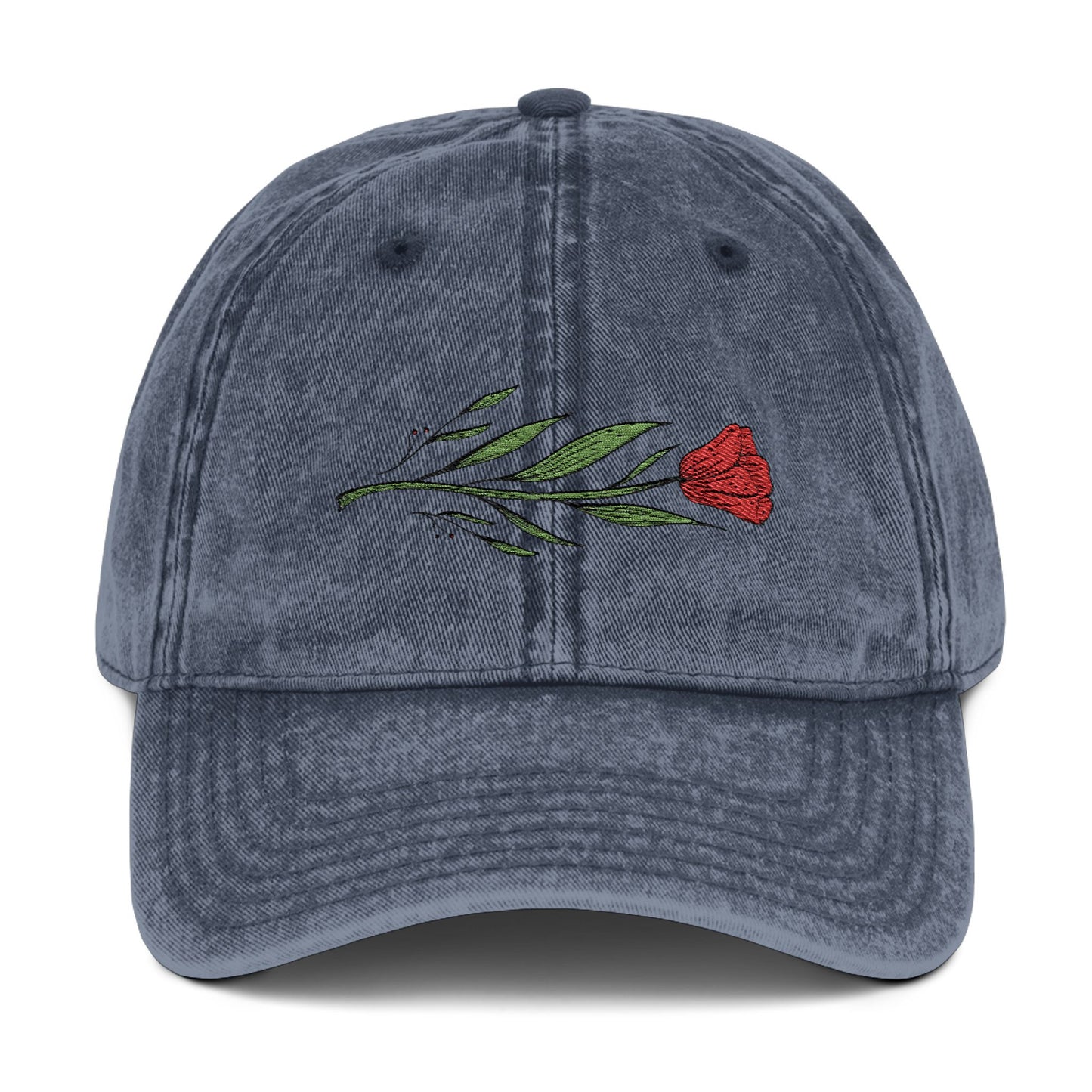 Embroidered Rose Cap