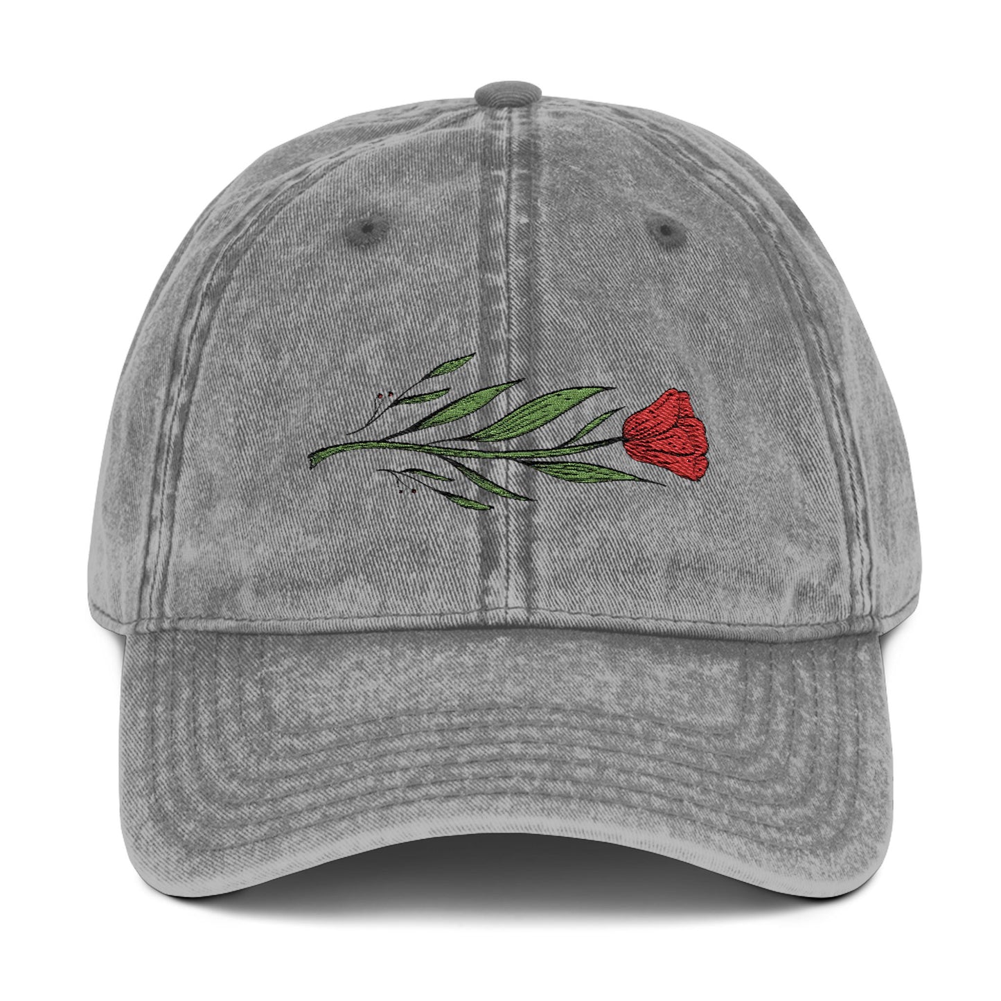 Embroidered Rose Cap