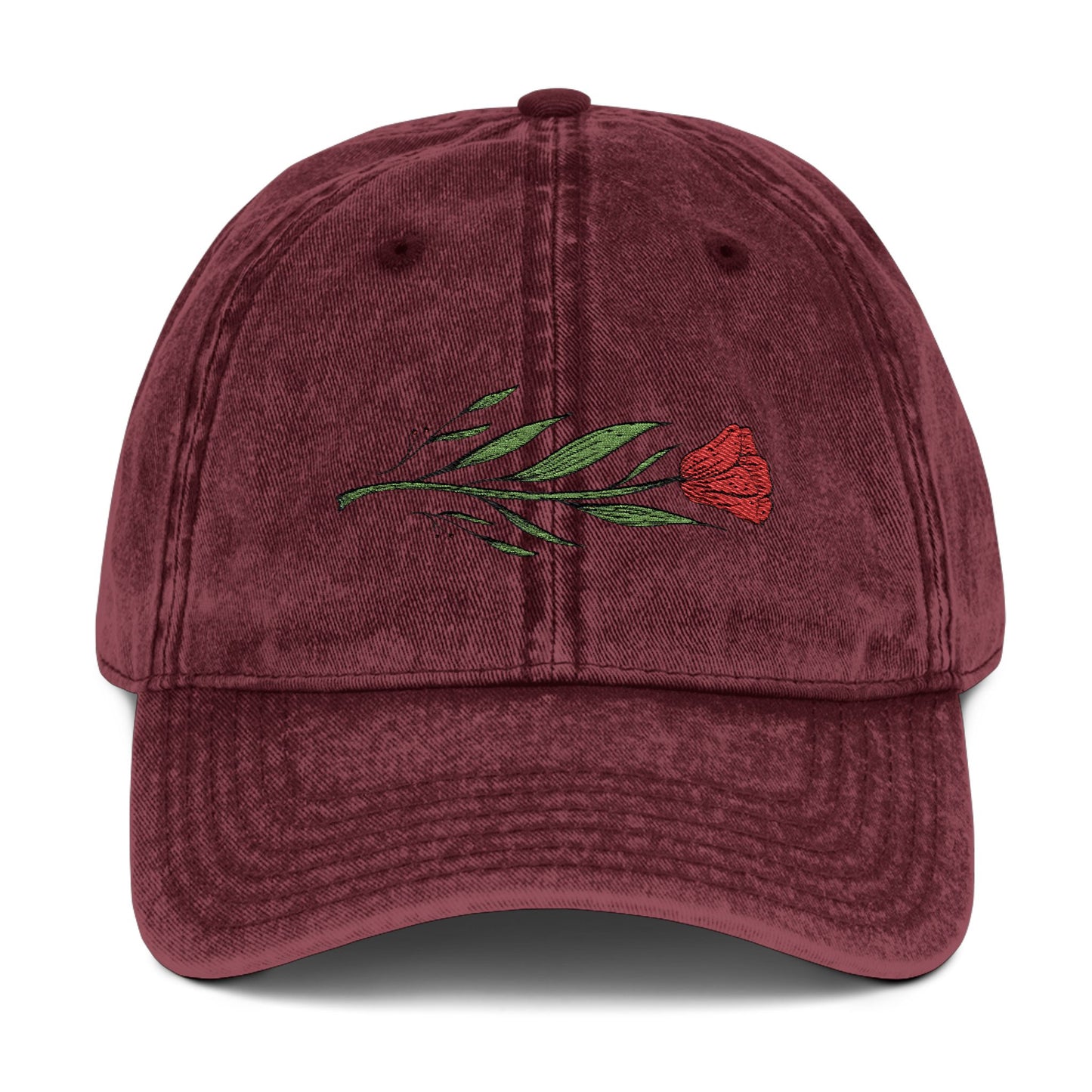 Embroidered Rose Cap