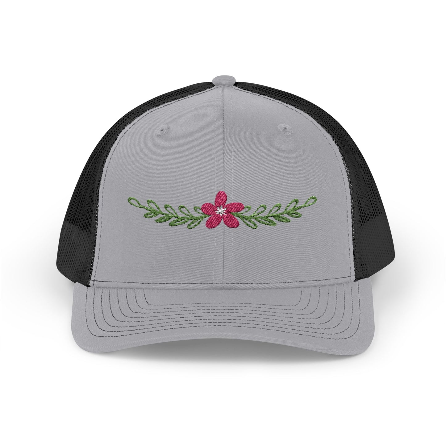 Embroidered Floral Trucker Cap