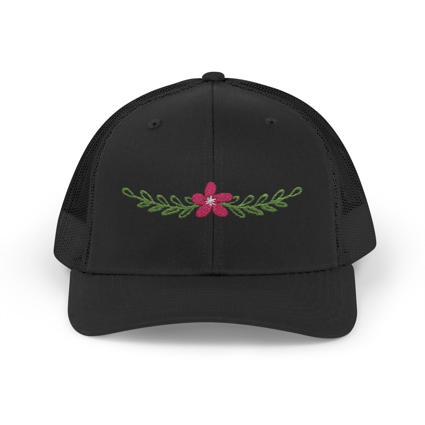 Embroidered Floral Trucker Cap