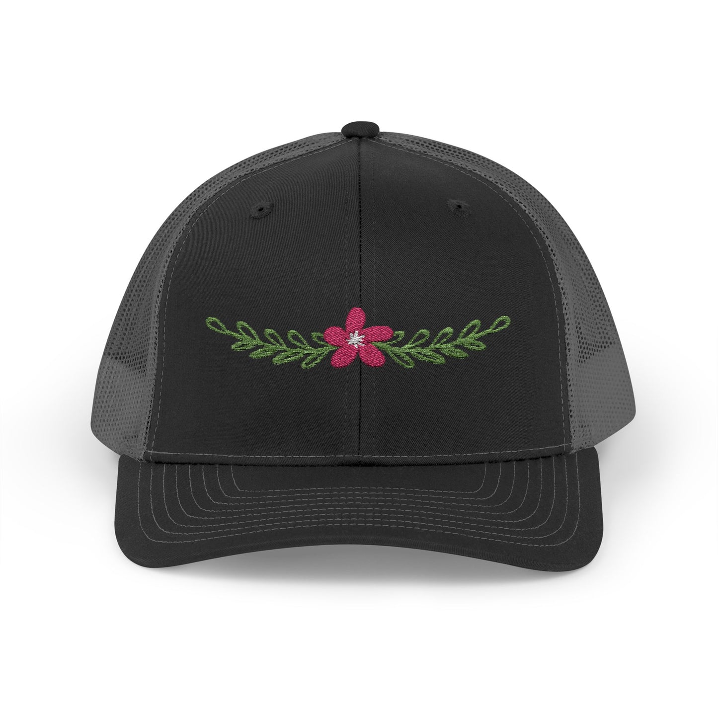 Embroidered Floral Trucker Cap