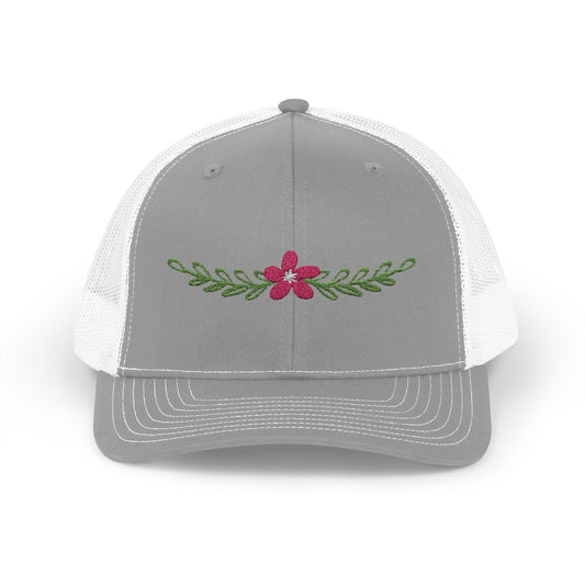 Embroidered Floral Trucker Cap